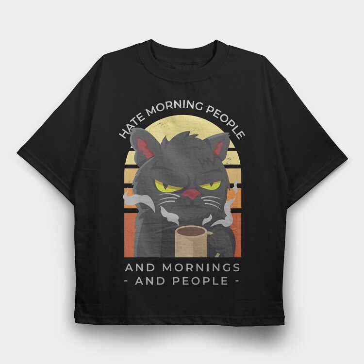 Agry Coffe Cat, Tricou Oversize Barbati (Unisex)
