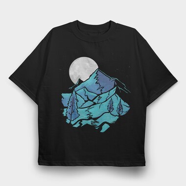 Watercolour Moon Landscape, Tricou Oversize Barbati (Unisex)