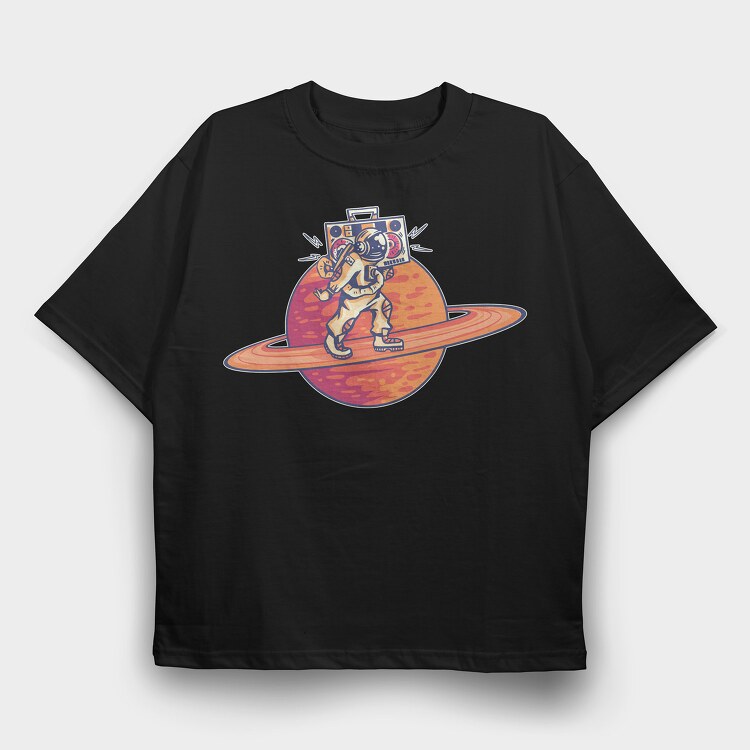 Astronaut Saturn, Tricou Oversize Barbati (Unisex)