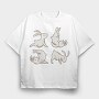 Yoga Rabbits, Tricou Oversize Barbati (Unisex)