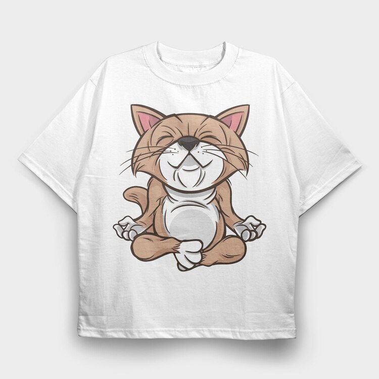 Yoga Cat, Tricou Oversize Barbati (Unisex)