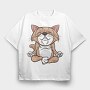 Yoga Cat, Tricou Oversize Barbati (Unisex)