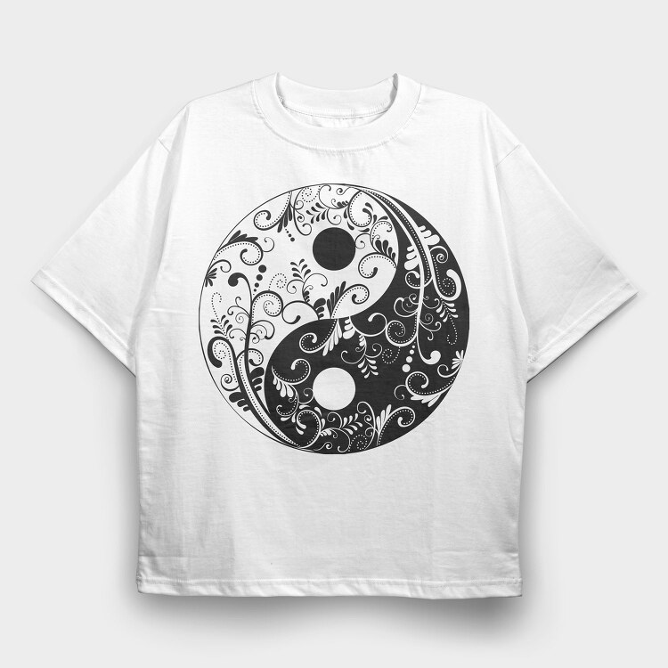 Yin Yang Mandala 001, Tricou Oversize Barbati (Unisex)