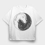 Yin Yang Horses Animals, Tricou Oversize Barbati (Unisex)