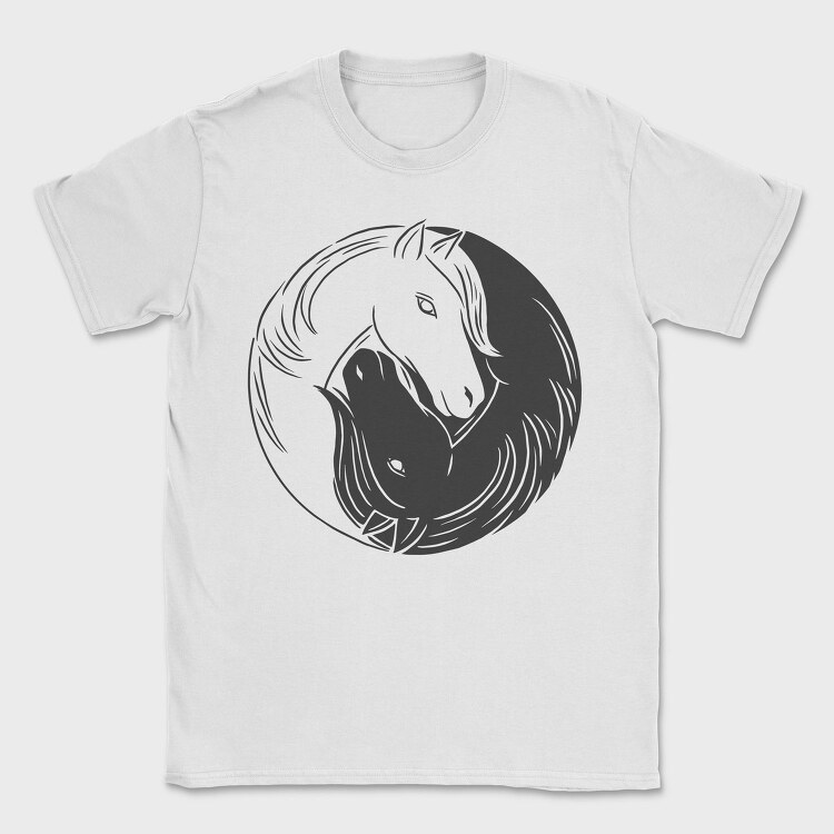 Yin Yang Horses Animals, Tricou Barbati (Unisex)
