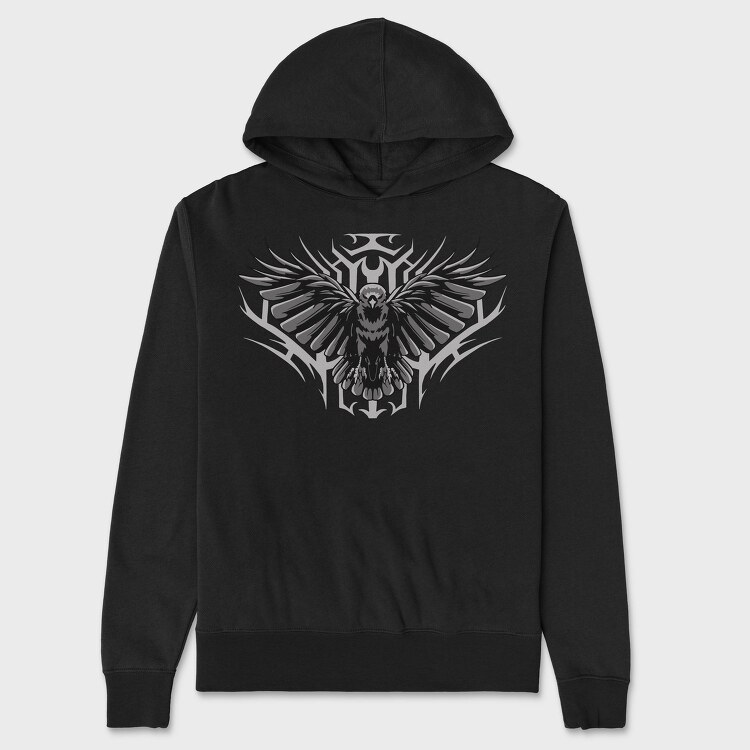 Raven Bird Flying Open Wings, Hanorac Oversize Barbati (Unisex)