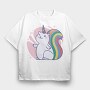 Rainbow Squirrel Unicorn Animal, Tricou Oversize Barbati (Unisex)