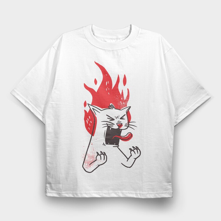 Raging Cat, Tricou Oversize Barbati (Unisex)