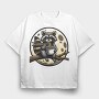 Raccoon Ramen Lover, Tricou Oversize Barbati (Unisex)