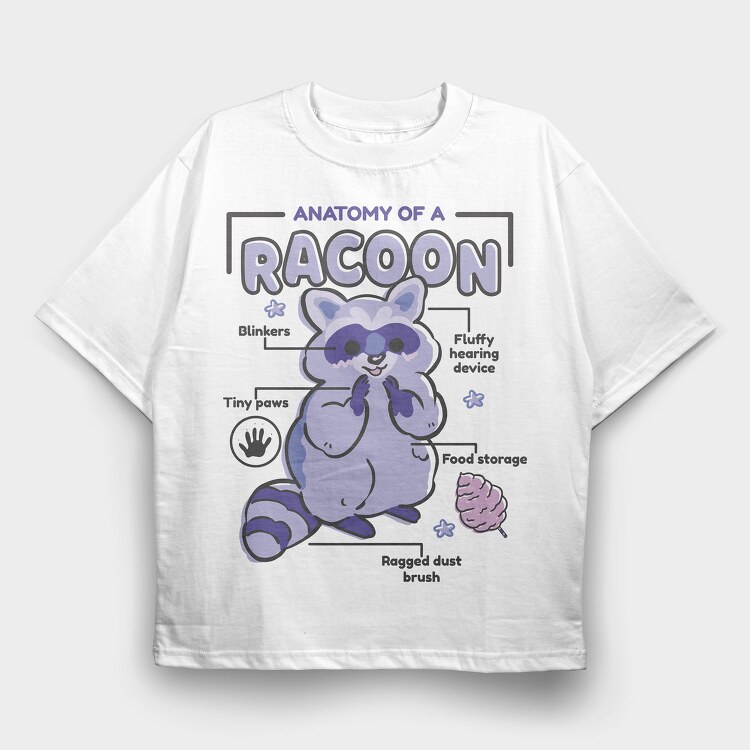 Raccoon Anatomy, Tricou Oversize Barbati (Unisex)