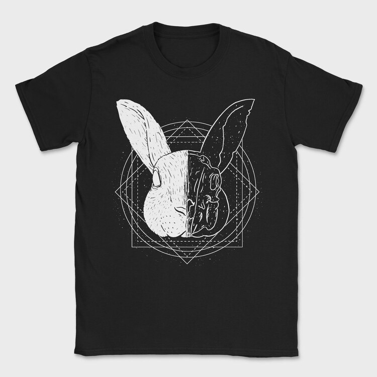Rabbit Animal Divided Skull Head, Tricou Barbati (Unisex)