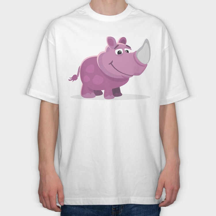 Purple Rhino Smile, Tricou Oversize Barbati (Unisex)