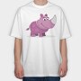 Purple Rhino Smile, Tricou Oversize Barbati (Unisex)