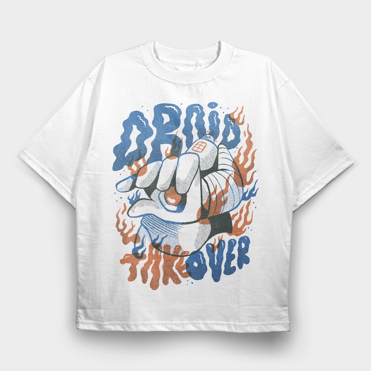 Robot Invasion 07, Tricou Oversize Barbati (Unisex)