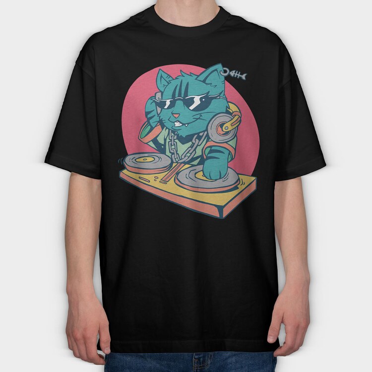 DJ Cat, Tricou Oversize Barbati (Unisex)