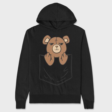 Teddy Bear Middle Finger Pocket, Hanorac Oversize Barbati (Unisex)