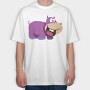Purple Hippo Grin, Tricou Oversize Barbati (Unisex)