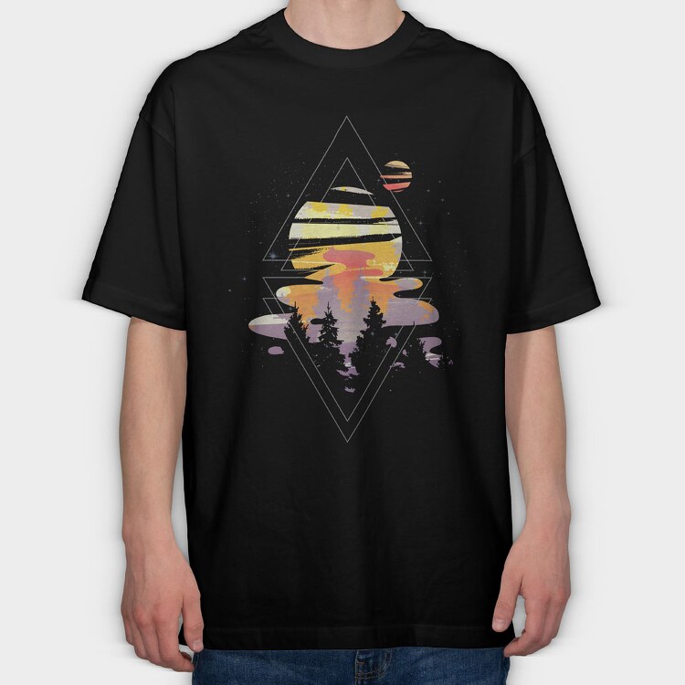 Galaxy Watercolor, Tricou Oversize Barbati (Unisex)