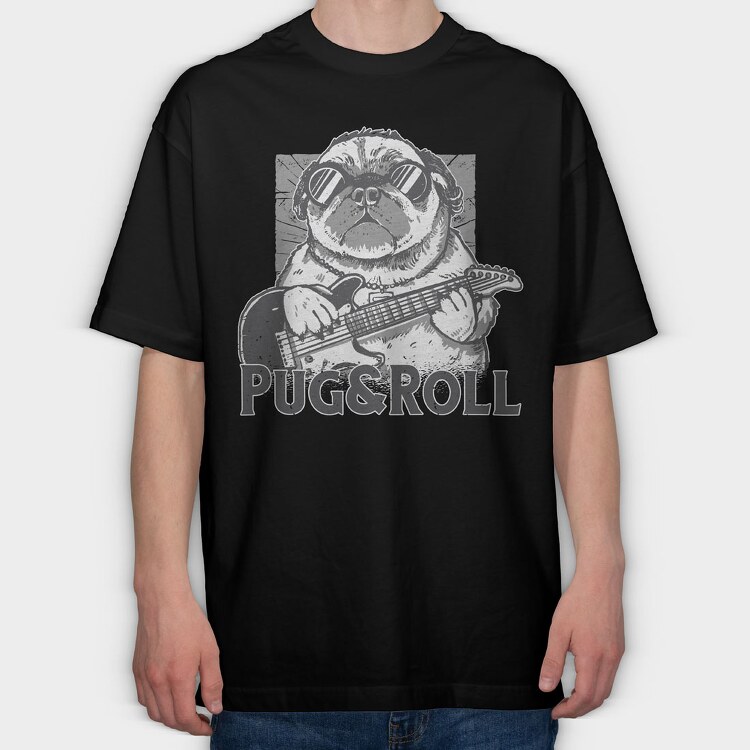 Pug And Roll, Tricou Oversize Barbati (Unisex)