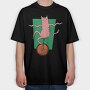 Cat Unicycle, Tricou Oversize Barbati (Unisex)