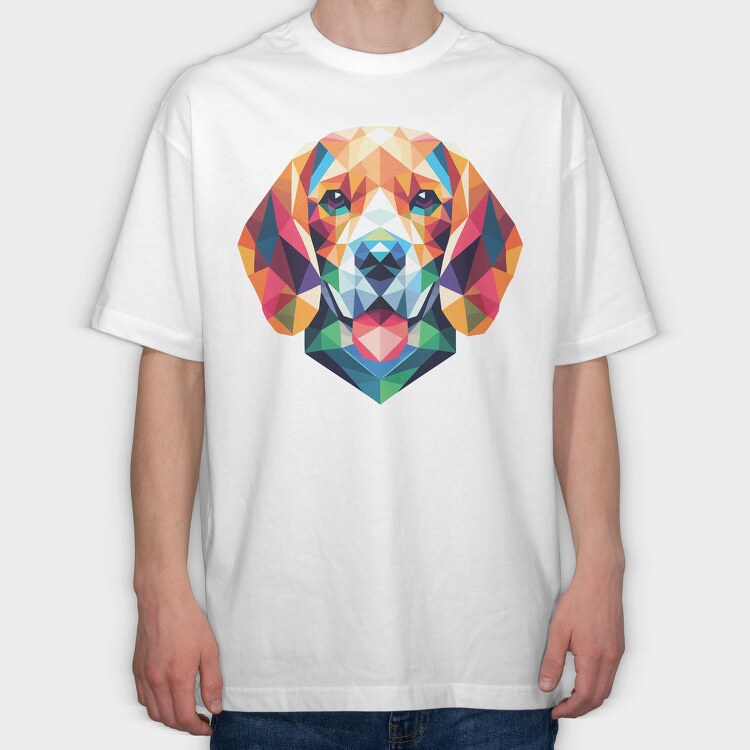 Geometric Beagle, Tricou Oversize Barbati (Unisex)