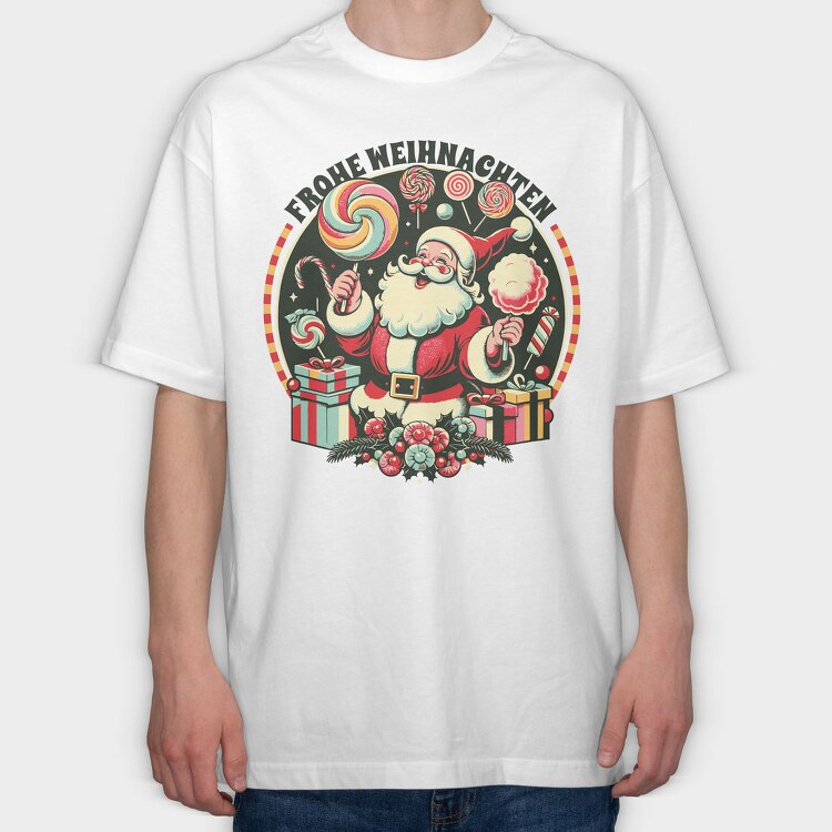 German Christmas Cotton Candy Santa, Tricou Oversize Barbati (Unisex)