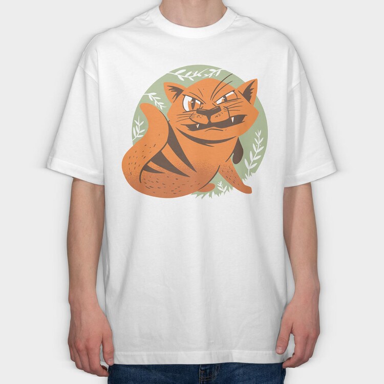 Angry Cat, Tricou Oversize Barbati (Unisex)