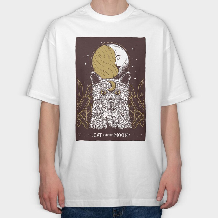 Cat Moon, Tricou Oversize Barbati (Unisex)