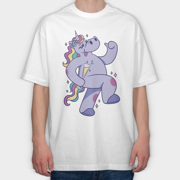 Purple Unicorn Drunk Party, Tricou Oversize Barbati (Unisex)