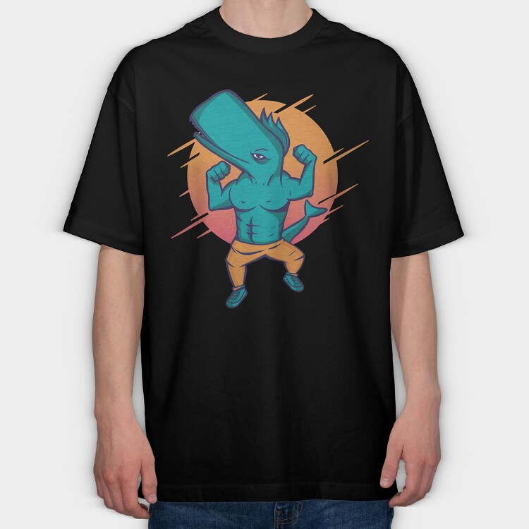 Muscular Whale, Tricou Oversize Barbati (Unisex)