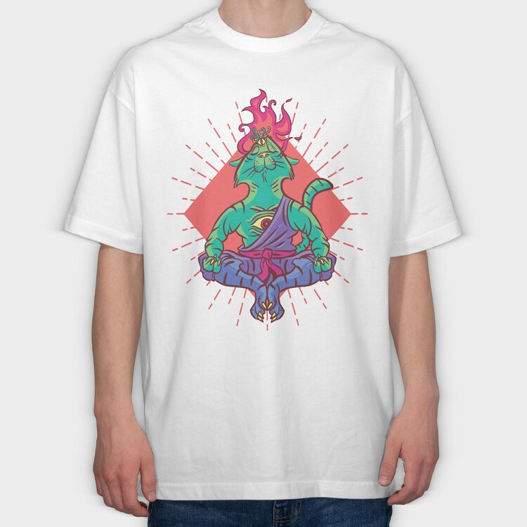 Yoga Cat, Tricou Oversize Barbati (Unisex)