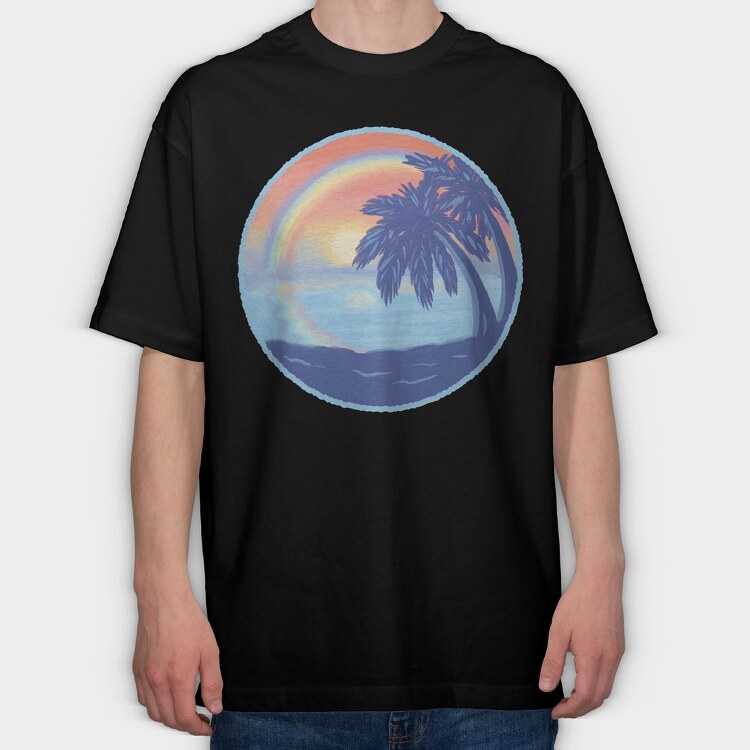 Sunset Rainbow Beach, Tricou Oversize Barbati (Unisex)