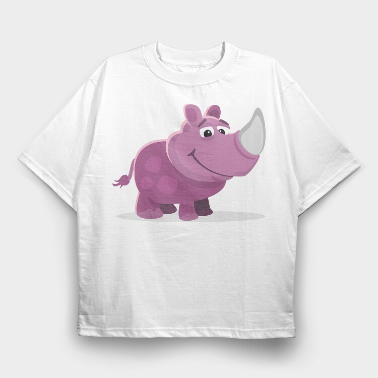 Purple Rhino Smile, Tricou Oversize Barbati (Unisex)