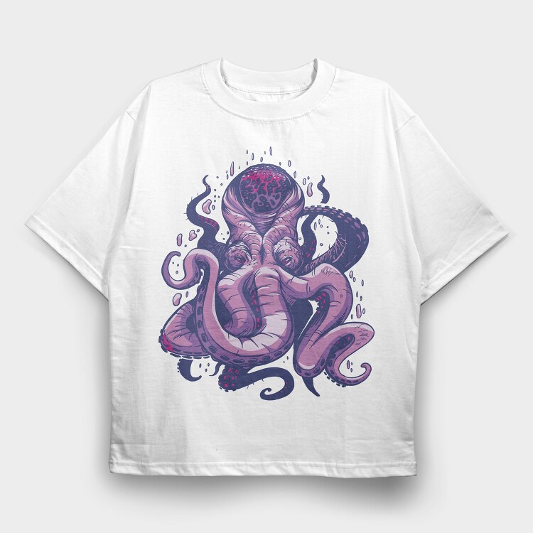 Purple Kraken, Tricou Oversize Barbati (Unisex)