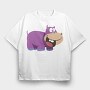 Purple Hippo Grin, Tricou Oversize Barbati (Unisex)