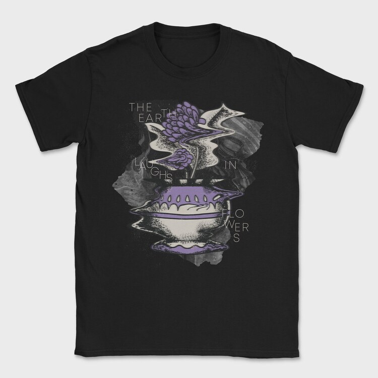 Purple Glitchy Flowers Nature Vase 10, Tricou Barbati (Unisex)