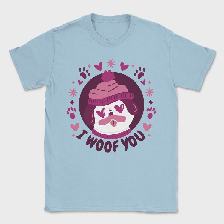 Pug Dog In Love Woof You, Tricou Barbati (Unisex)