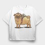 Pug Dog Animal Mexican Taco Cartoon, Tricou Oversize Barbati (Unisex)
