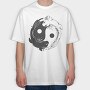 Yin Yang Axolotl Animals Monochrome, Tricou Oversize Barbati (Unisex)