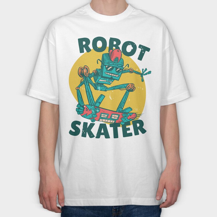 Robot Skater, Tricou Oversize Barbati (Unisex)