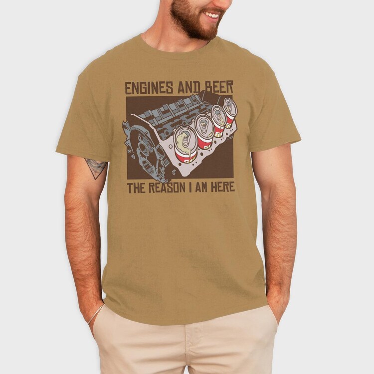 Engine and Beer, Tricou Barbati (Unisex)