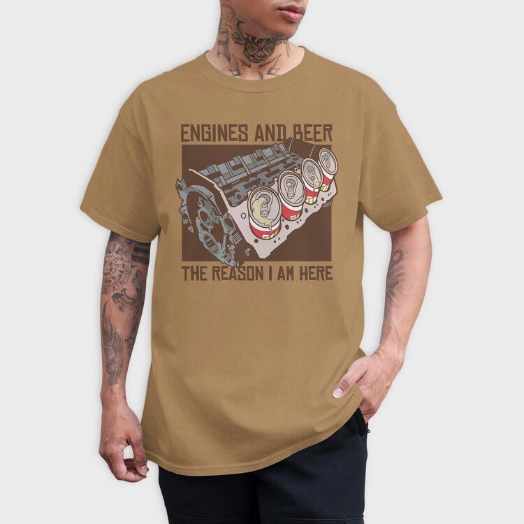 Engine and Beer, Tricou Barbati (Unisex)