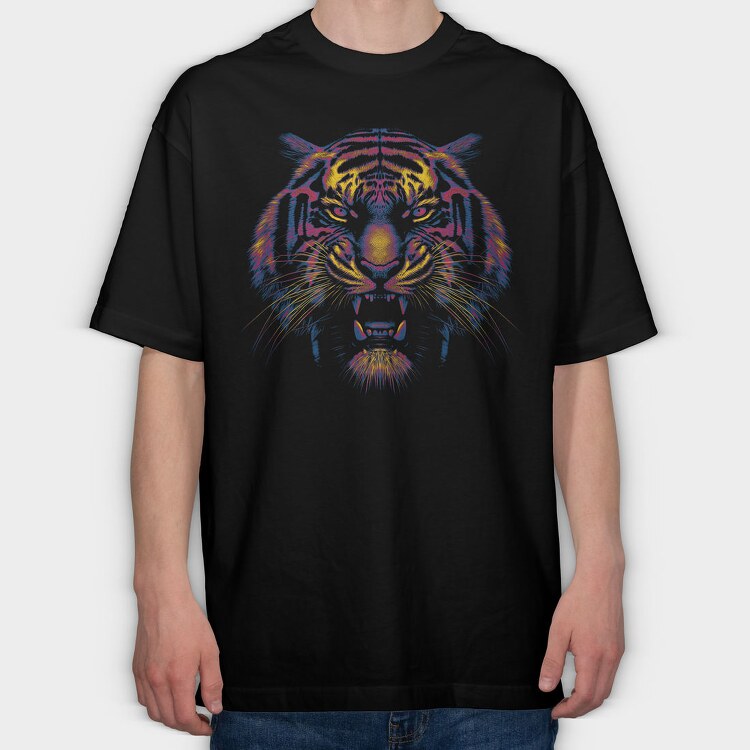 Tiger Colorful, Tricou Oversize Barbati (Unisex)