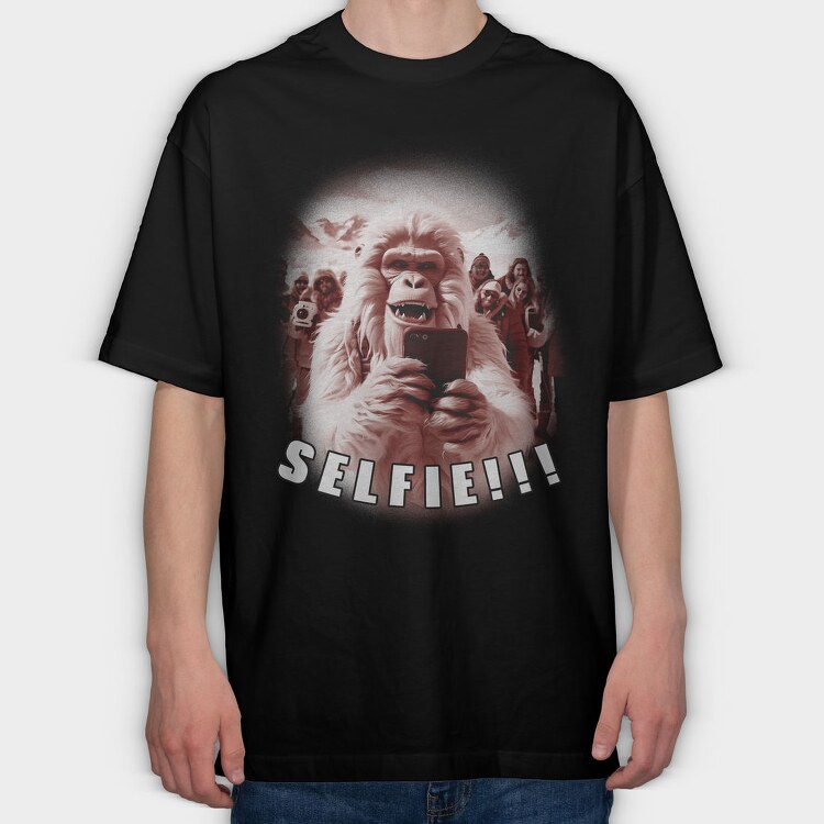 Yeti Selfie Humor, Tricou Oversize Barbati (Unisex)