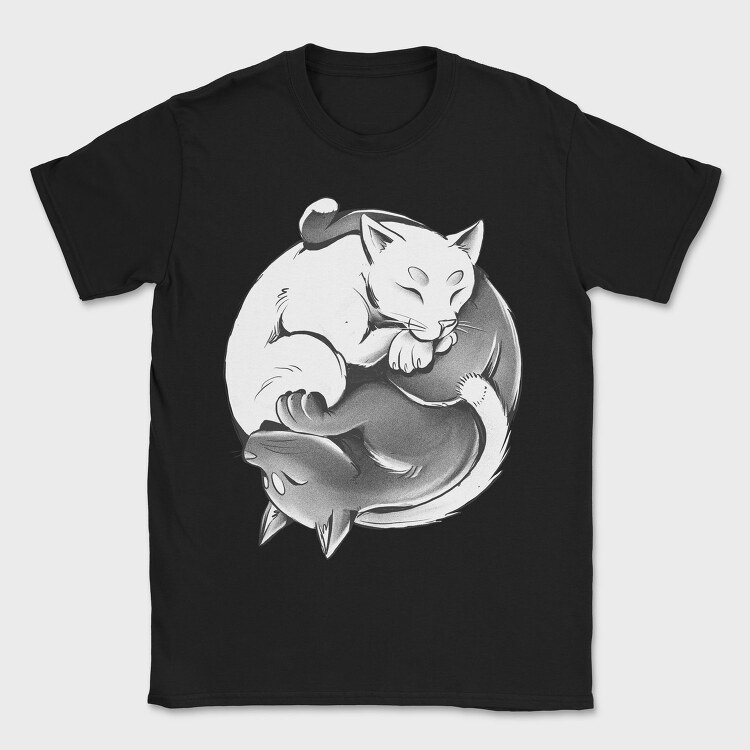 Yin Yang Cats Monochrome, Tricou Barbati (Unisex)