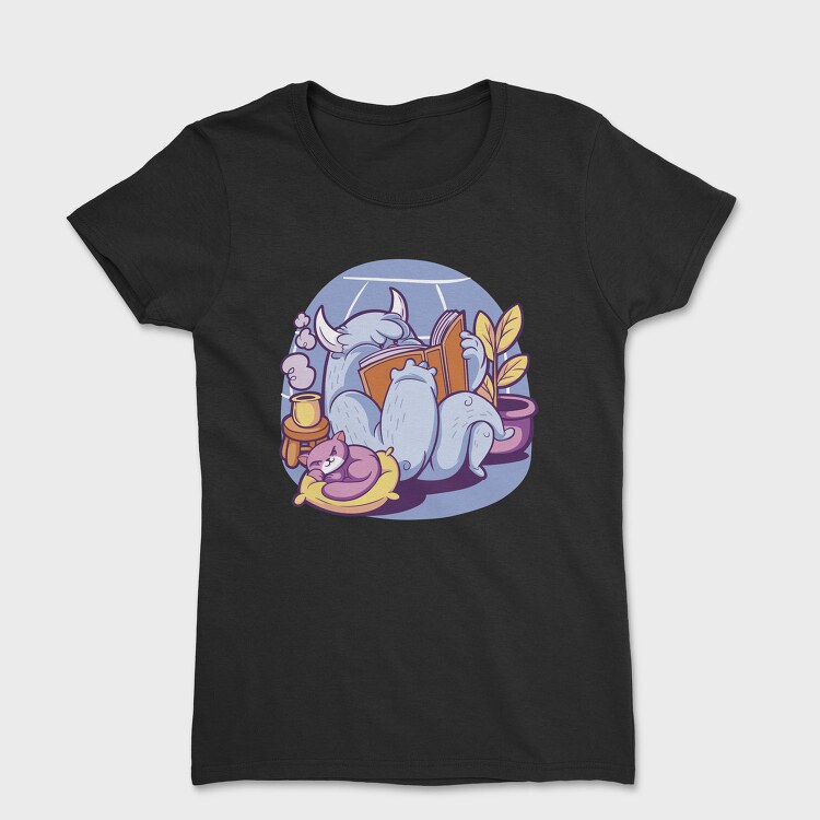 Yeti Monster Reading At Home, Tricou Femei