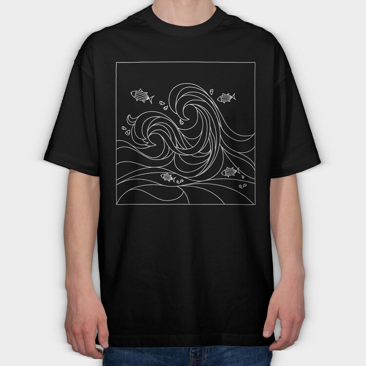 Geometric Rectangle Ocean, Tricou Oversize Barbati (Unisex)
