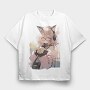 Pretty Anime Girl With Headphones, Tricou Oversize Barbati (Unisex)