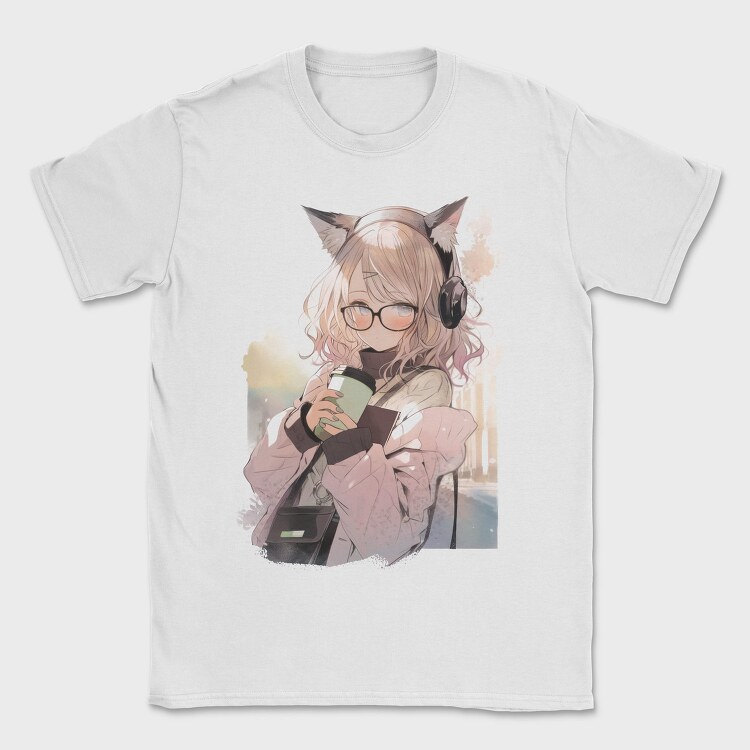 Pretty Anime Girl With Headphones, Tricou Barbati (Unisex)