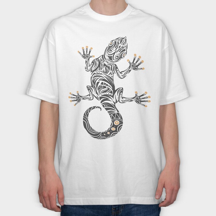 Gecko Tribal Art Hawaiian, Tricou Oversize Barbati (Unisex)